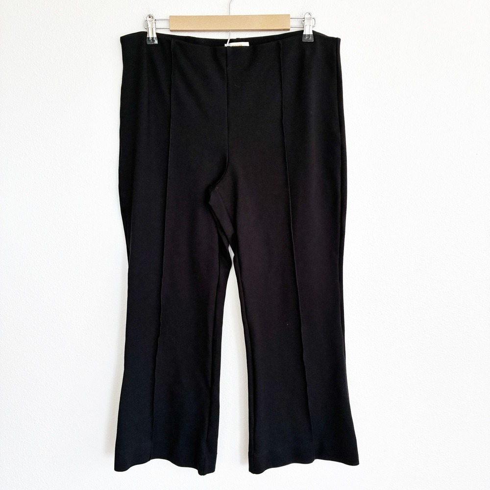 Maeve The Margot Pants Women L Black Ponte Seamed Kick Flare Crop High Rise